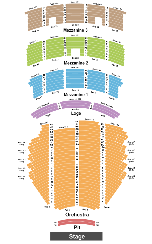 Paramount Theatre A Beautiful Noise Seating Chart